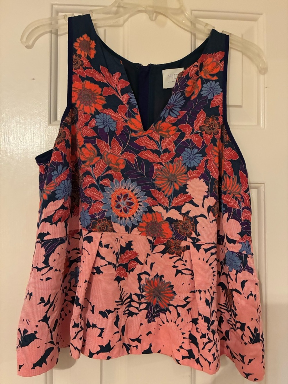 Anthropologie HD in Paris Elsie Floral Sleeveless Zip Back Peplum Top, size 6
